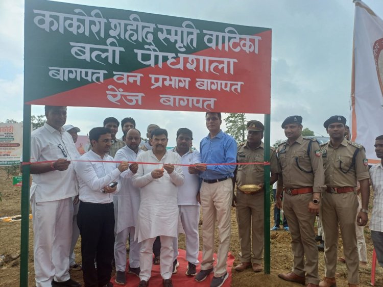 बली गांव में वन विभाग द्वारा तैयार शहीद स्मृति वाटिका में 101 पौधे रोपित,राज्य मंत्री ने सेनानी परिवारों को किया सम्मानित