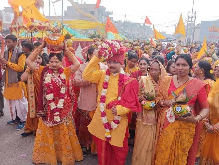 अयोध्या श्रीराम मंदिर की वर्षगांठ पर भव्य श्रीराम कथा कलश यात्रा निकली।